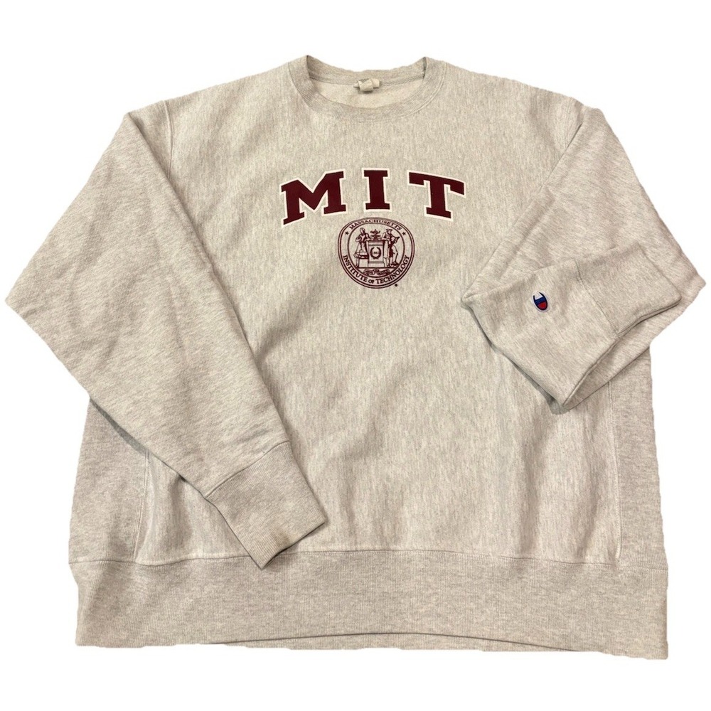 Vtg‎ 90s Adult XL Champion Reverse Weave MIT College Crewneck Sweatshirt Spirit